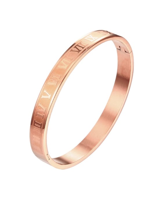 8mm rose gold Stainless steel Letter Minimalist Band Bangle