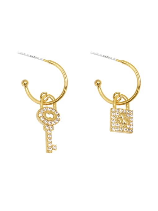 HYACINTH Brass Rhinestone Key Classic Drop Trend Korean Fashion Earring 0