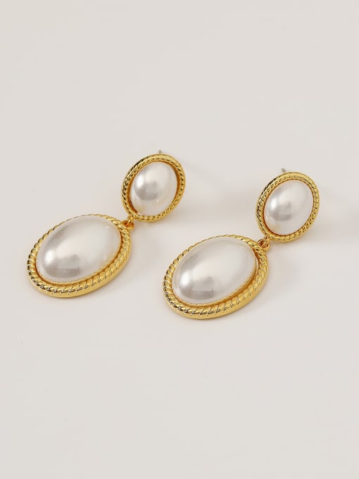 gold Brass Imitation Pearl Geometric Minimalist Drop Trend Korean Fashion Earring
