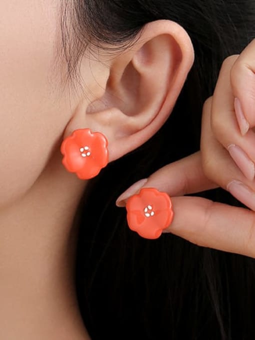 TINGS Alloy Enamel Flower Minimalist Stud Earring 1