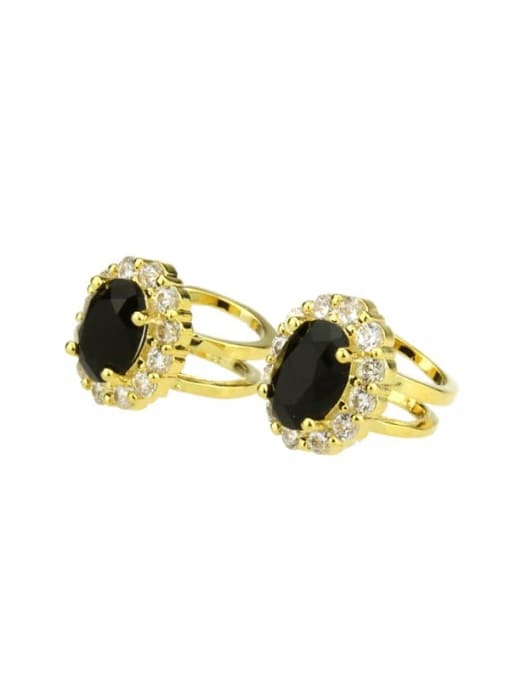 gold-plated Brass Round Cubic Zirconia Round Dainty Clip Earring