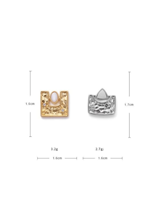 ACCA Brass Shell Geometric Hip Hop Stud Earring 3