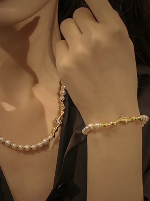 ACCA Brass Freshwater Pearl Irregular Minimalist Necklace 2