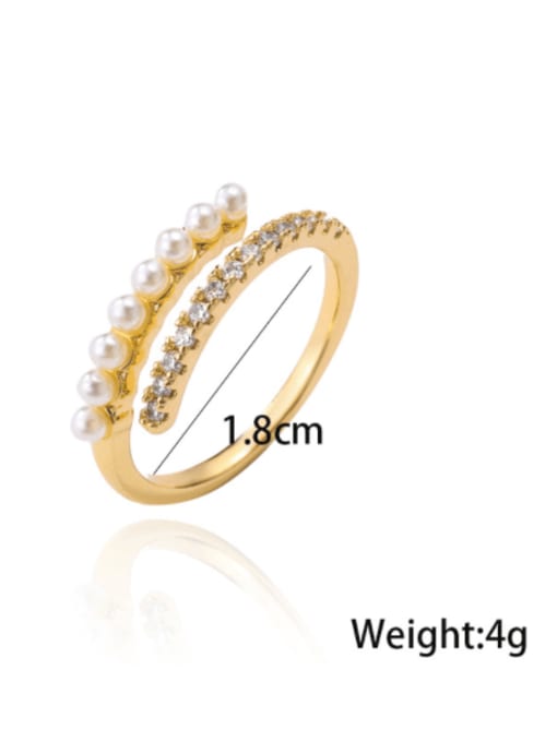 AOG Brass Imitation Pearl Geometric Minimalist Band Ring 3