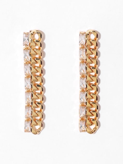 Earrings Brass Cubic Zirconia Geometric  Chain Vintage Drop Earring
