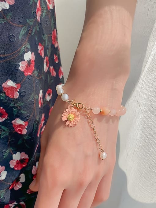 Papara Alloy Imitation Pearl Flower Cute Adjustable Bracelet 1