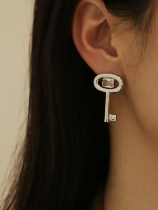 ACCA Brass Hollow Key Minimalist Single Earring(Single-Only One) 1