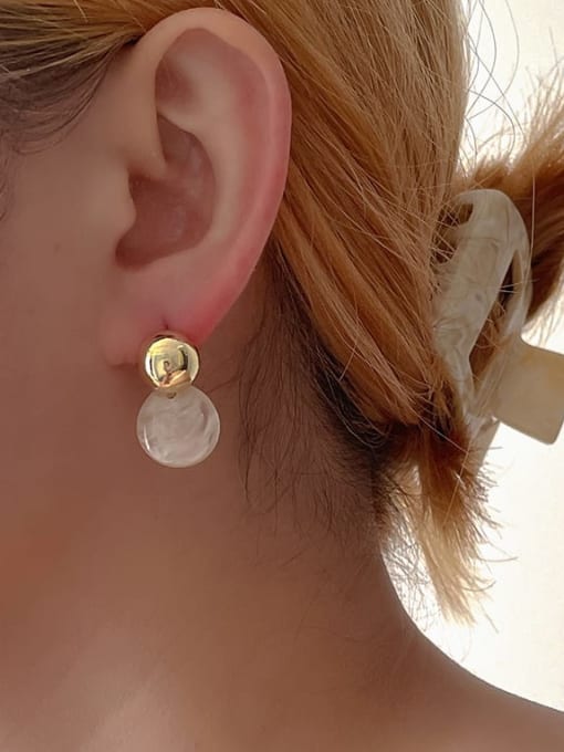 ZRUI Brass Acrylic Geometric Minimalist Drop Earring 1