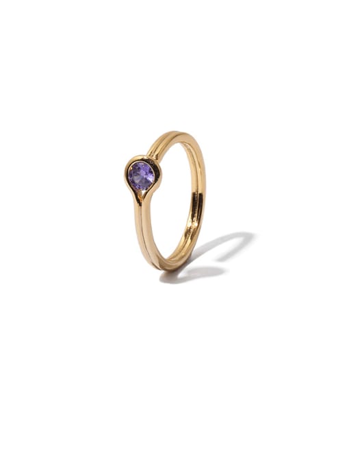 Zircon from lilac Brass Cubic Zirconia Geometric Minimalist Band Ring