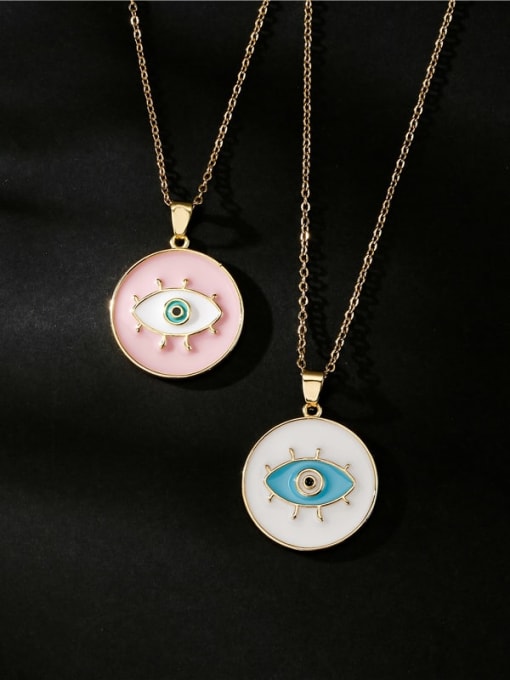 AOG Brass Enamel Evil Eye Vintage Round Pendant Necklace 4