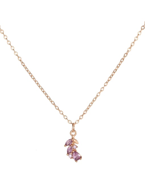 Eggplant rose gold Brass Cubic Zirconia Friut Cute Necklace