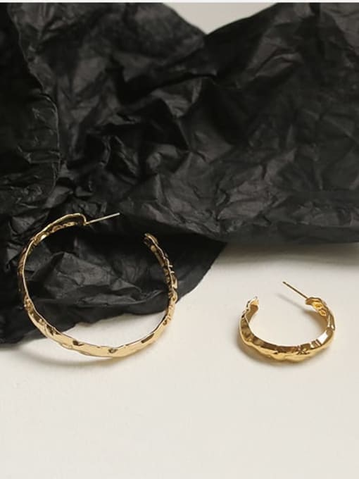 ACCA Brass Geometric Vintage C-shaped folds Hoop Earring 4