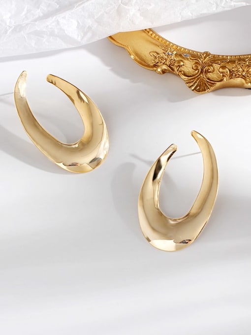 HYACINTH Copper   Simple glossy irregular Trend Korean Fashion Earrings Stud Trend Korean Fashion Earring 3