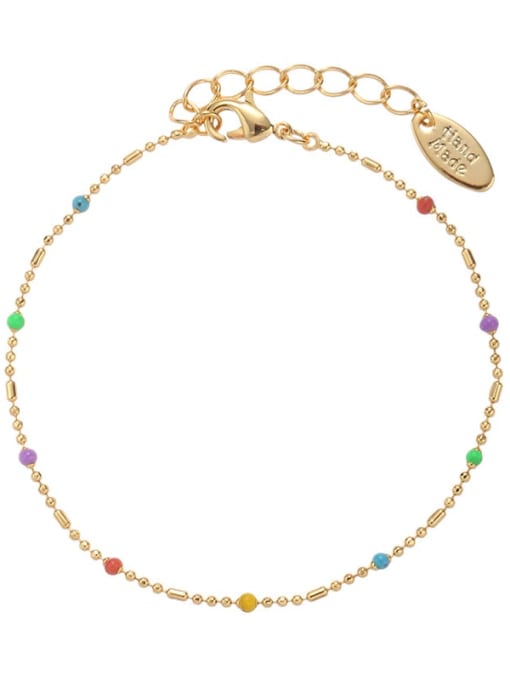 Five Color Brass Bead  Minimalist Rainbow Bracelet and Necklace Set