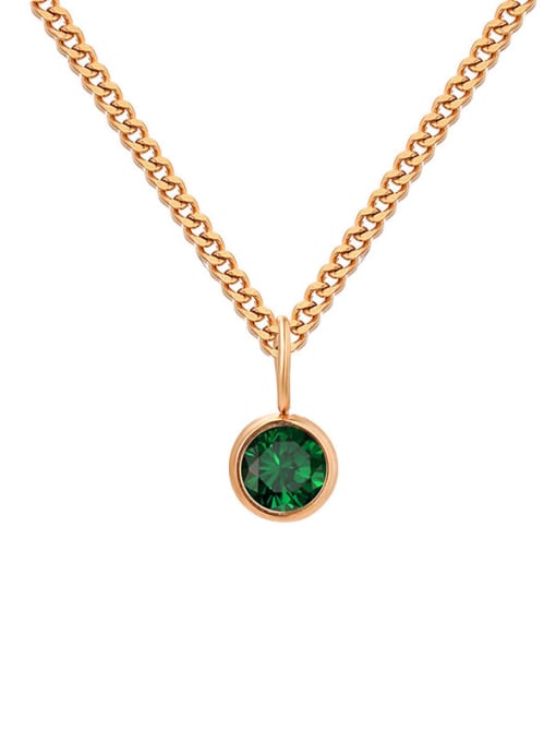 May Green Rose Gold Stainless steel Birthstone Geometric Minimalist Necklace
