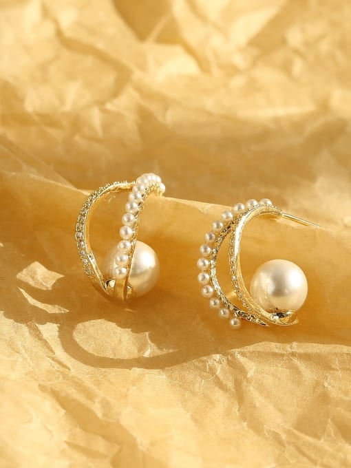 HYACINTH Brass Imitation Pearl Geometric Bohemia Stud Trend Korean Fashion Earring 4