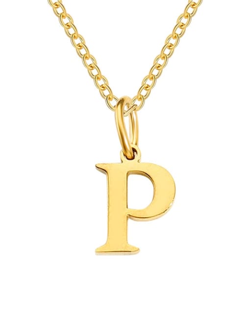 P Gold Stainless steel Letter Minimalist Necklace