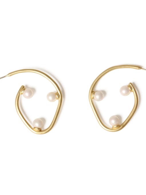 Three little pearls Brass Imitation Pearl Irregular Vintage Drop Earring