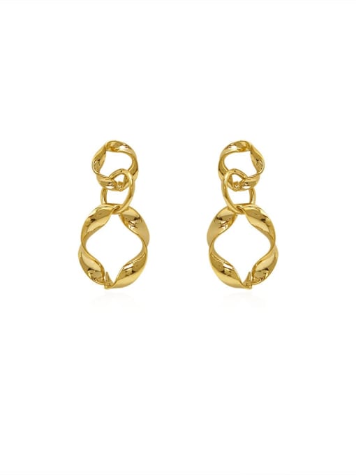 14 K gold Copper Hollow Geometric Artisan Drop Trend Korean Fashion Earring