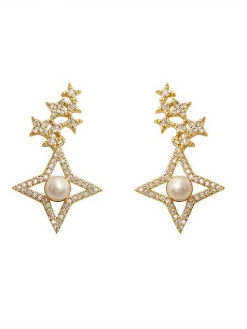 HYACINTH Brass Cubic Zirconia Star Vintage Drop Trend Korean Fashion Earring 0