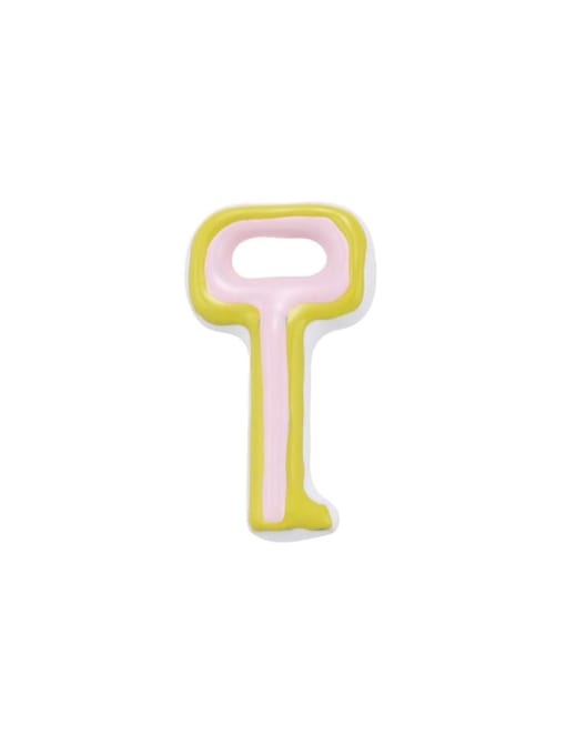 Yellow and pink for sale only Brass Multi Color Enamel Key Minimalist Single Earring( Single-Only One)