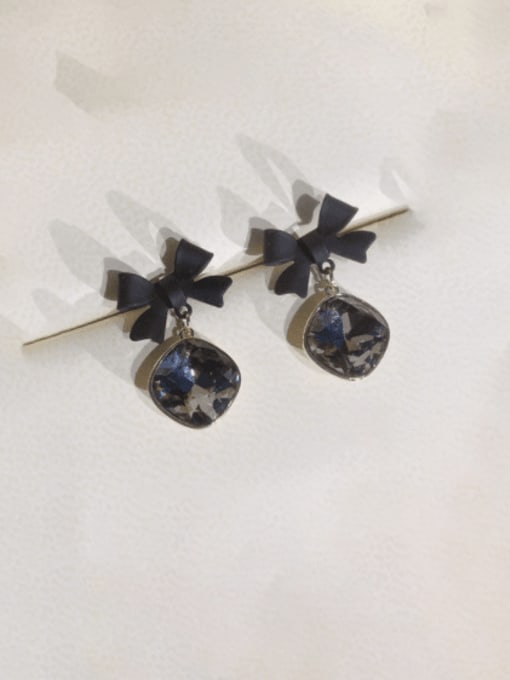ZRUI Brass Glass Stone Bowknot Vintage Drop Earring 3