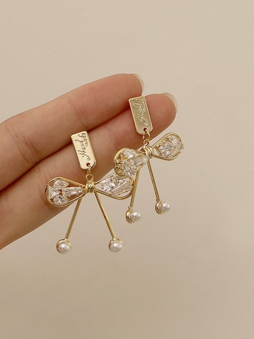 HYACINTH Brass Cubic Zirconia Butterfly Vintage Drop Trend Korean Fashion Earring 2