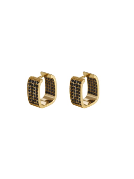 HYACINTH Brass Cubic Zirconia Geometric Minimalist Huggie Earring 0