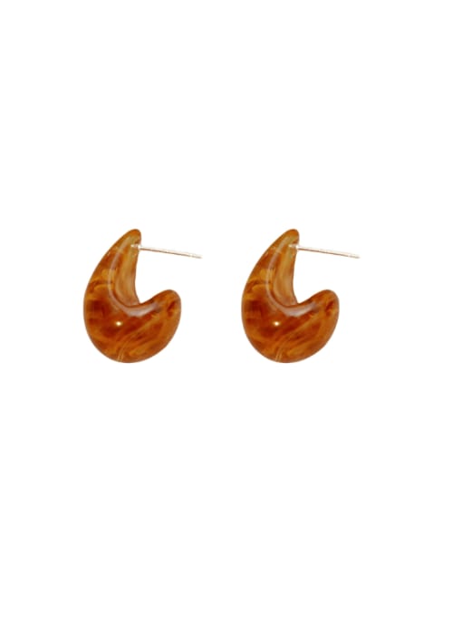 HYACINTH Brass Resin Geometric Minimalist Stud Earring 0