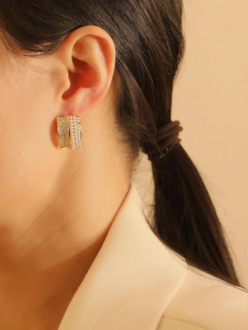 HYACINTH Brass Cubic Zirconia Geometric Bohemia Stud Trend Korean Fashion Earring 1