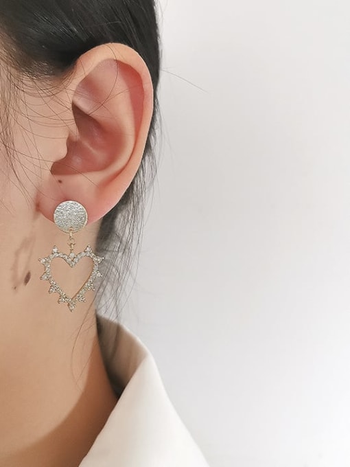 HYACINTH Copper Cubic Zirconia Heart Minimalist Stud Trend Korean Fashion Earring 1