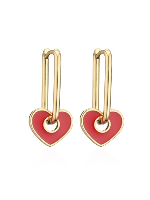 40775 Brass Cubic Zirconia Heart Vintage Huggie Earring