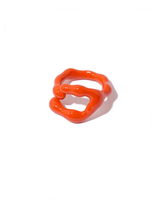 orange Zinc Alloy Enamel Geometric Minimalist Band Ring