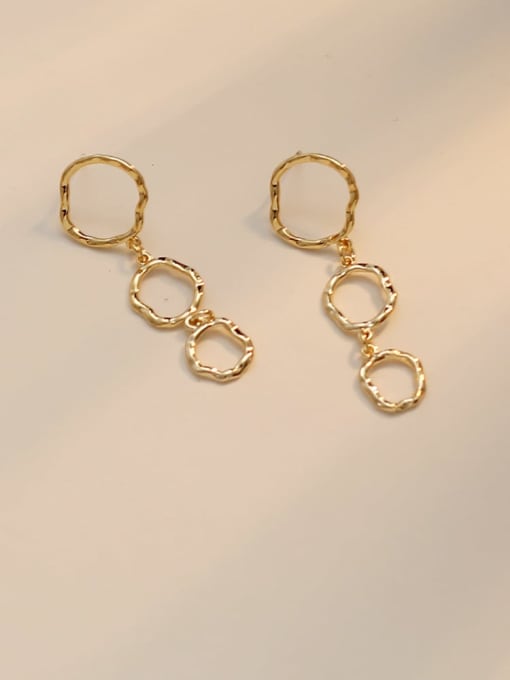 14K gold Copper Hollow Oval Minimalist Drop Trend Korean Fashion Earring