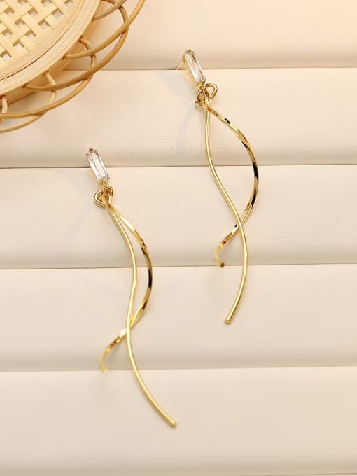 14K gold Copper Tassel Minimalist Threader Trend Korean Fashion Earring