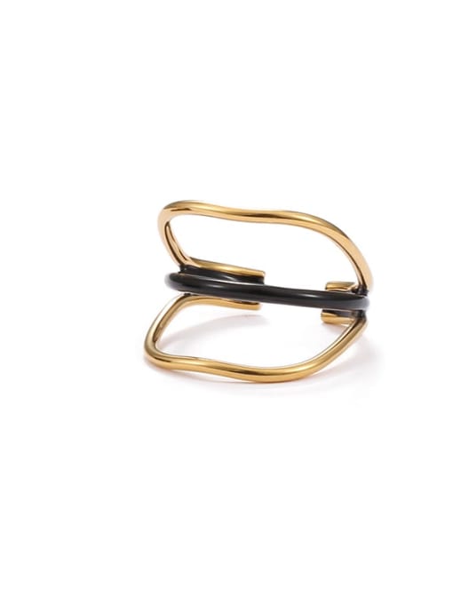 Three layer  line (uS 6, non adjustable) Brass Enamel Geometric Vintage Stackable Ring
