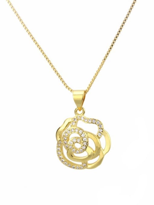 gold-plated Brass Rhinestone Heart Minimalist Necklace