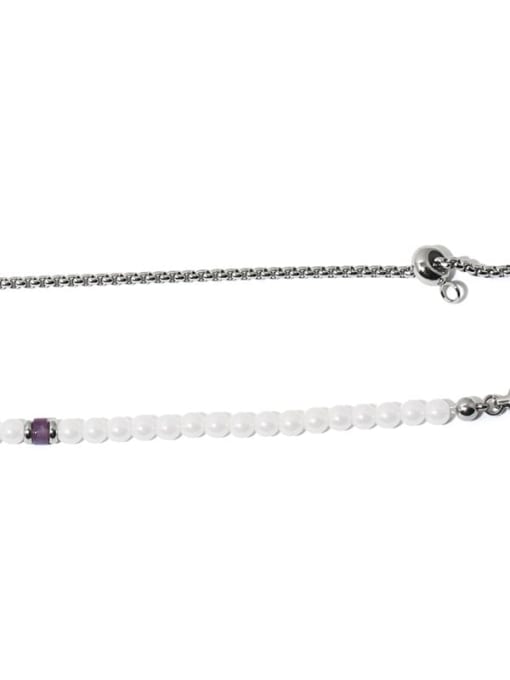 Titanium steel necklace (adjustable) Titanium Steel Imitation Pearl Geometric Hip Hop Beaded Necklace