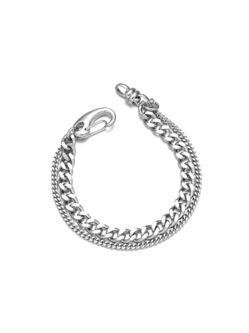 TINGS Brass Geometric Hip Hop Link Double Layer Chain Bracelet 0