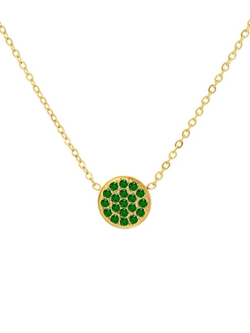 May Green Gold Stainless steel Cubic Zirconia Round Minimalist Necklace