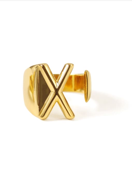 X Brass  26 Letter Vintage Band Ring