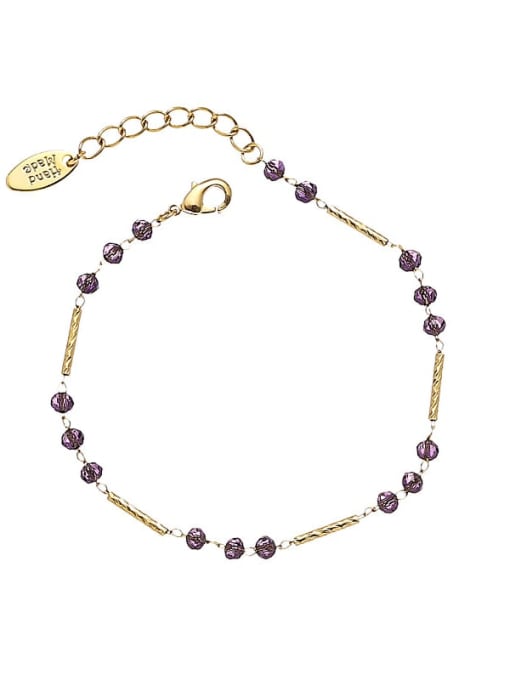 Purple Natural Stone Bracelet BrassMinimalist Geometric  Bracelet and Necklace Set