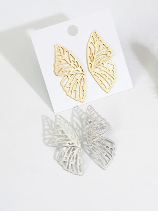 HYACINTH Copper Hollow Butterfly Minimalist Stud Trend Korean Fashion Earring 2