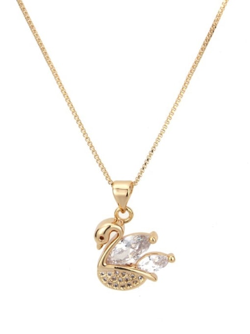 renchi Brass Cubic Zirconia Swan Dainty Necklace 0