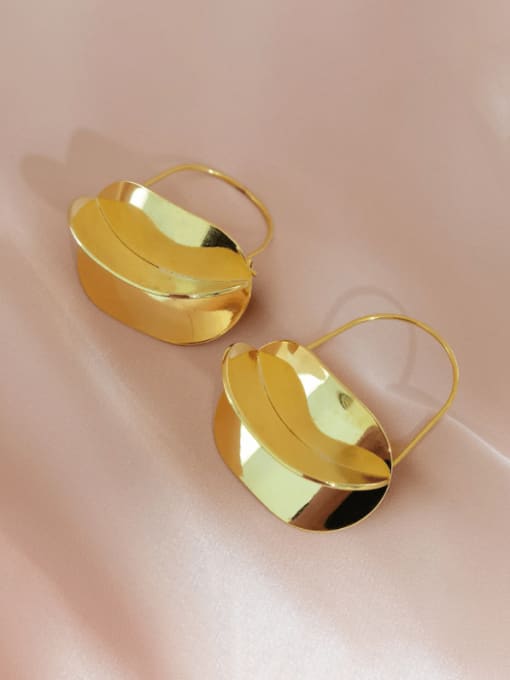 14k Gold Brass Enamel Geometric Vintage Stud Earring