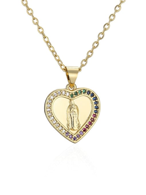 AOG Brass Cubic Zirconia Heart Trend Regligious Virgin mary Pendant Necklace 4