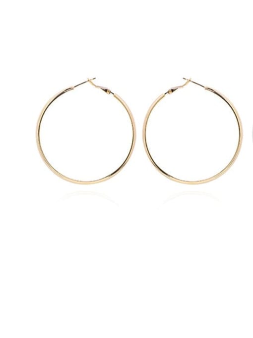 Large gold Copper Round Minimalist Hoop Trend Korean Fashion Earring