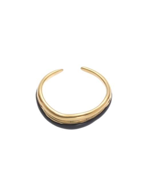 Black Dropping Oil Ring Brass Enamel Geometric Minimalist Band Ring