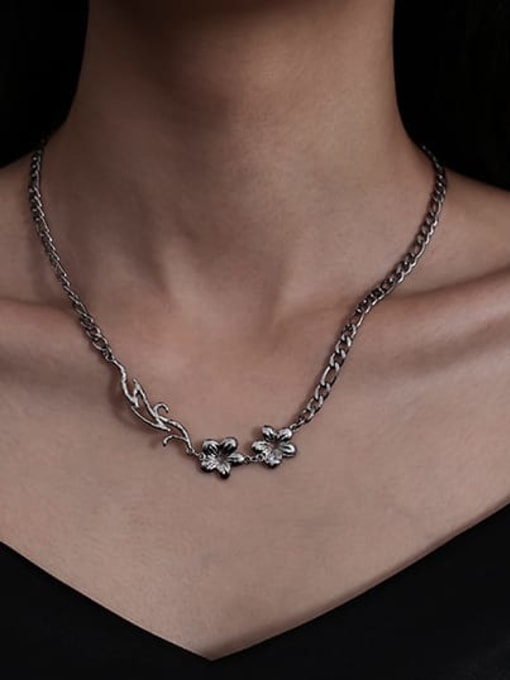 ACCA Titanium Steel  Hollow Flower Vintage Necklace 1