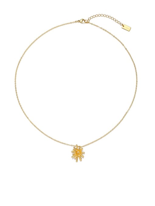 golden Titanium Steel Flower Vintage Necklace